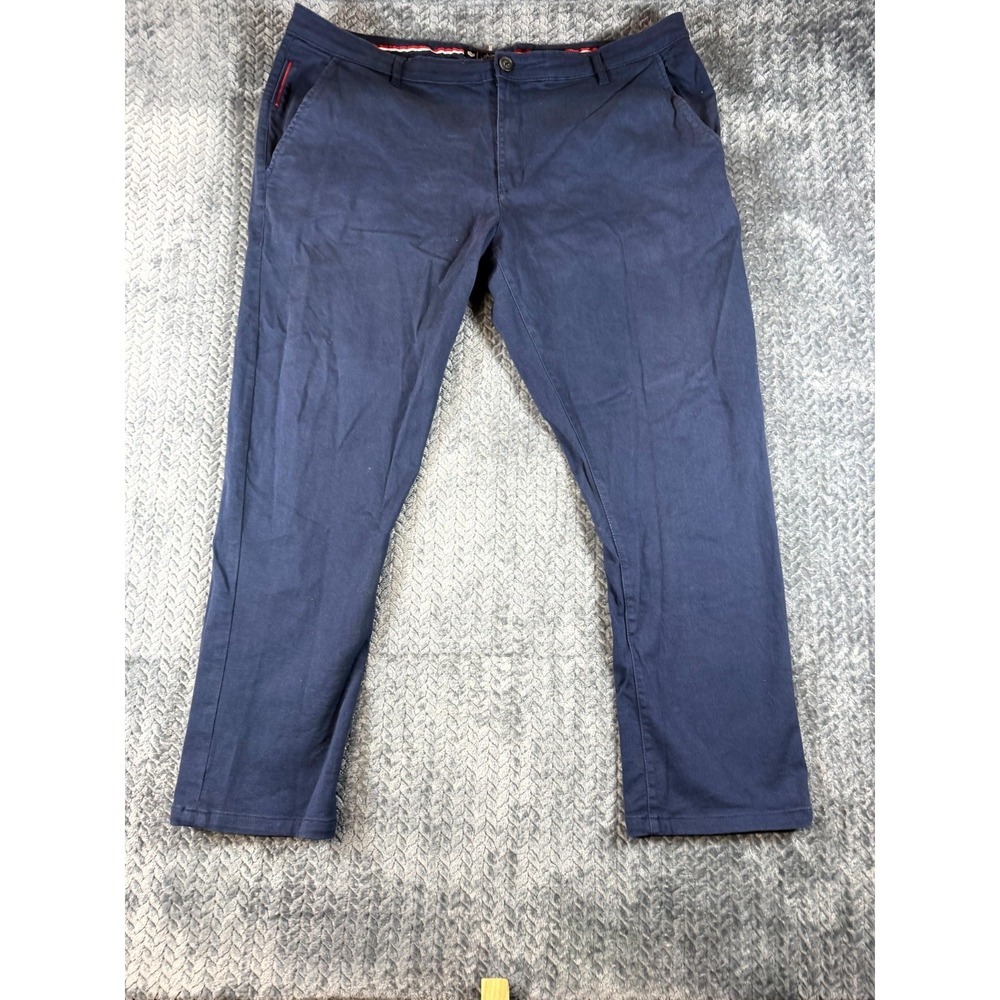 Duke Luxury Collection Tailored Fit Pants Mens‎ 44x32 Blue Cotton Flat Front